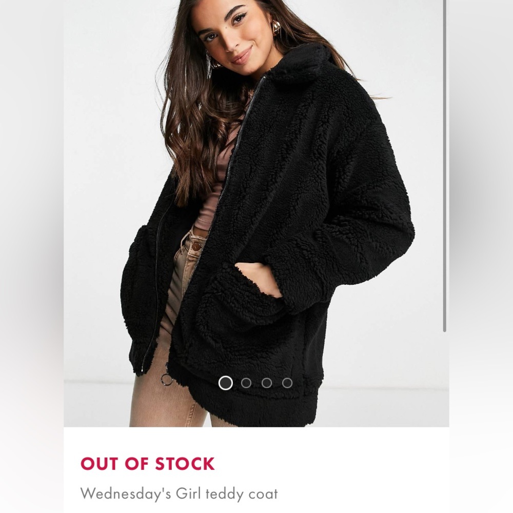 ASOS girl teddy coat. Black furry amazing coat 2XS worn once. New With tags